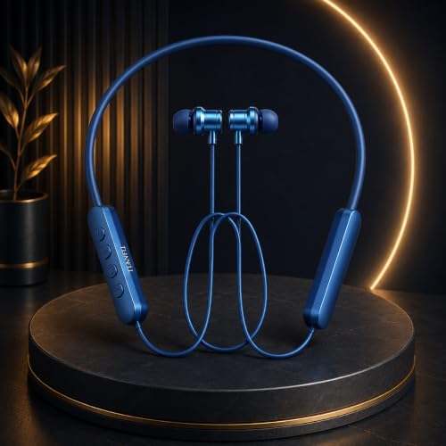 Image of Bluetooth Neckband Earphones with 105H Playtime, Wireless Bluetooth Headphones with ENC Noise Reduction, Magnetic Earbuds, Built-in Equalizer Mode, HD Calling Mic, Neckband Earphones - Blue