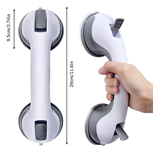12'' Portable Grab Bars For Bathroom,Ultra Grip Dual Locking Shower Handles For Elderly,Safety Suction Grab Bars For Shower,Balance Assit Hand Rail Support,Injury,Senior,Kids(Gray, 12"-Pack Of 2) #TOP1