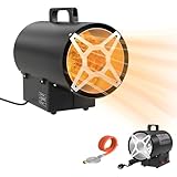 LZQ Gasheizgebläse Propangas-Heizgerät 10KW, Gasheizung Mobiler Gasheizer Heißluftgenerator mit Piezozündung, Profigerät Warmluftgebläse IPX4 für Baustelle Werkstatt Garage Lagerhalle