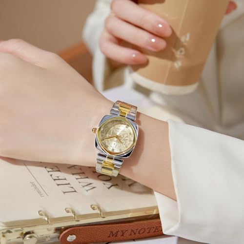 Image of London Fog Salisbury Collection Watch for Women with Geometric Patterned Dial, Crystal Hour Markers Quartz Movement and Stainless Steel Strap - LFW20001