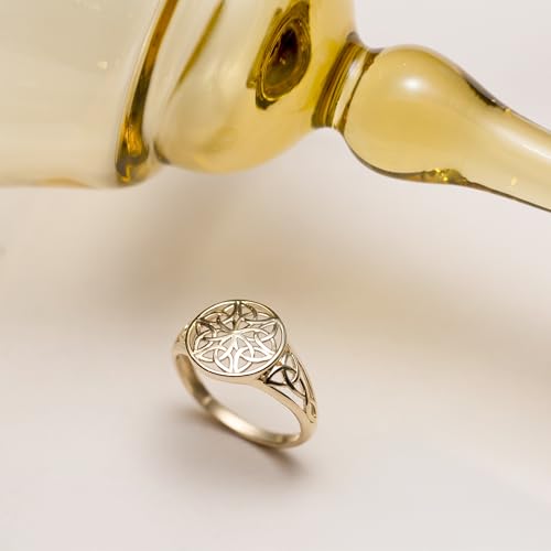 Bague en or jaune 9 carats femme Carissima 12 mm : bijou filigrane rond élégant
