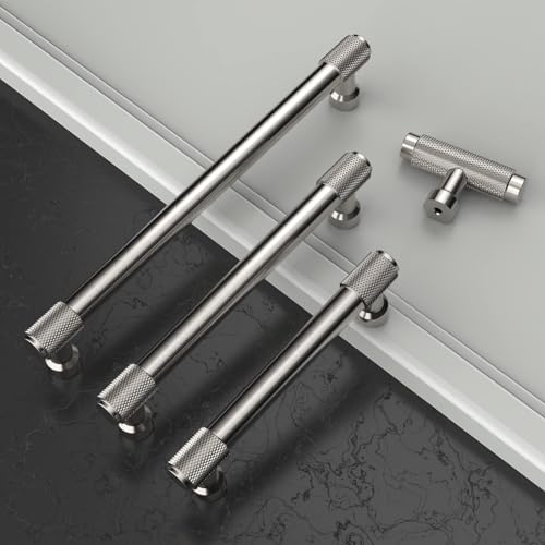 Amerdeco 10 Pack Brushed Satin Nickel Knurled Cabinet Pulls 7.5 Inch(192mm) Hole Center Kitchen Cabinet Handles Drawer Pulls Cabinet Hardware ZH0034 by Amerdeco - Used condition - Image 5