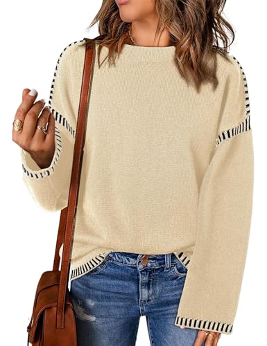 Women Long Sleeve Oversized Sweater Trendy Crewneck Winter Tunic Pullover Chunky Cozy Knit Tops Business Casual Outfit
