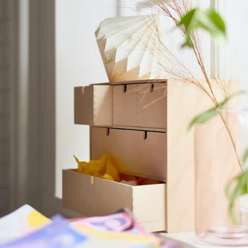 6-Drawer Mini Storage Chest, Natural Birch Plywood, Wooden Desktop Organizer with Customizable Finish for Office, Crafts, Tools & Home Organization, 7 x 16.5 x 12.5 Inches