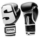 SHARK BOXING Guantes Boxeo Hombre, Mujer, Unisex SKF 3.0 | 14oz, 12oz, 10oz, 16oz | Guantes Muay Thai, Kick Boxing, Boxeo (Negro, 16oz)