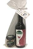  Detalle gourmet de vino tinto extremeño y tarro de crema de queso, marca Deliex en bolsa de organza para invitados (Pack 24 ud)