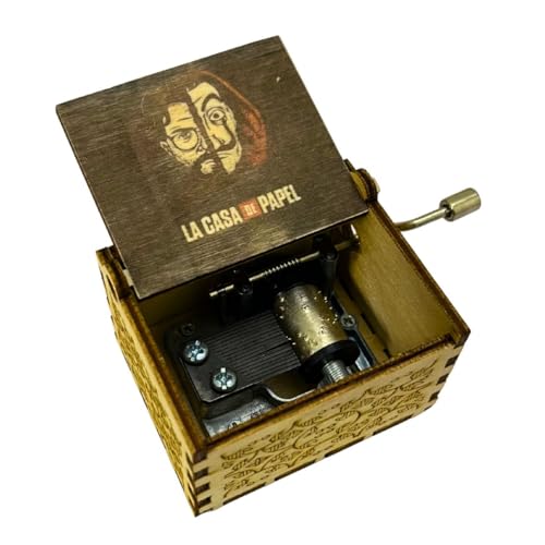 Image of Zesta Money Heist Wooden Musical Box Gift | Vintage Music Crank Mini Collectible for Girlfriend, Boyfriend, Husband, Wife | Unique Musical Gifts for Music Lovers | Classic Wooden Box