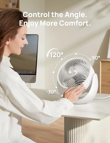 Image of DREO Fan for Bedroom, Table Air Circulator for Whole Room, 11 Inch, 60ft Strong Airflow, 120 adjustable tilt, 20db Low Noise, Quiet, 3 Speeds, Desk Fan for Home,Office, Kitchen