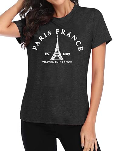 Image of Paris France Shirt Women Eiffel Tower T Shirt Travel in France Tshirts Vacation Tees Paris Tops