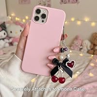 Nalefow Phone Charms Strap Cute Cherry CellPhone Straps Aesthetic Pink Red Black BlueCherry Phone Chain for Camera Keychain Bag Pendant Decor Gift (Cherry Apple) — image 2