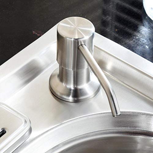 Seifenspender Spüle, 300 ML Seifenspender Einbau Spülbecken Küche, Küche Spülmittelspender, 360° drehbare Edelstahlpumpe von Oben befüllbar für Waschbecken