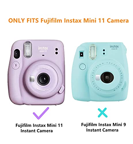 Fudda Clear Case For Fujifilm Instax Mini 11 Instant Camera - Crystal Hard Pvc Protective Cover With Removable Rainbow Shoulder Strap And 20 Sheets Colorful Photo Instant Films Sticker #TOP2