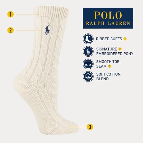 Polo Ralph Lauren Women Cable Solid Color Crew Socks-1 Pair-Sustainable Cotton Comfort4