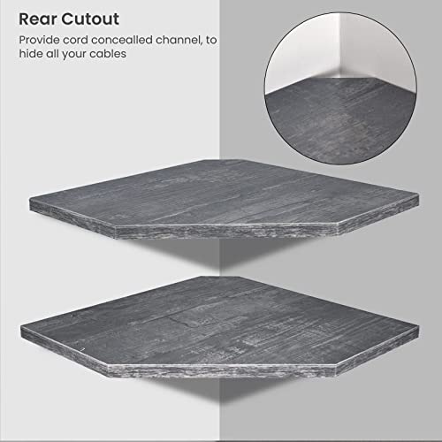 Homode Corner Shelf Wall Mount, Set Of 2 Corner Floating Shelves With Cord Hole For Tv, Cable Box, Wood Hanging Storage Shelf Organizer For Bathroom Kitchen Living Room Bedroom, Rustic Grey #TOP4