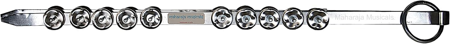 Maharaja Musicals Steel Chimta with 20 Jingles for Bhangra, Kirtan, Pooja and Singing Chimpta, Musical Fire Tongs for Puja, Folk Indian Music Instrument - 201