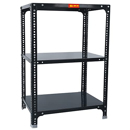 Image of SMR Prime CRC Sheet 24 Gauge Multipurpose Slotted Angle Rack with 3 Shelf For Home, Office & Industry - (24X24X18 In, 8.7 Kg | 16 Gauge Angle-Grey)