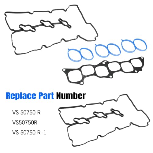 Image of Engine Valve Cover Gasket Set Compatible with Hyundai Kia Vehicle Azera Entourage Santa Fe Sonata Veracruz for Amanti Sedona Sorento 3.3L 3.8L V6 2006-2011 Replace# VS 50750 R VS50750R