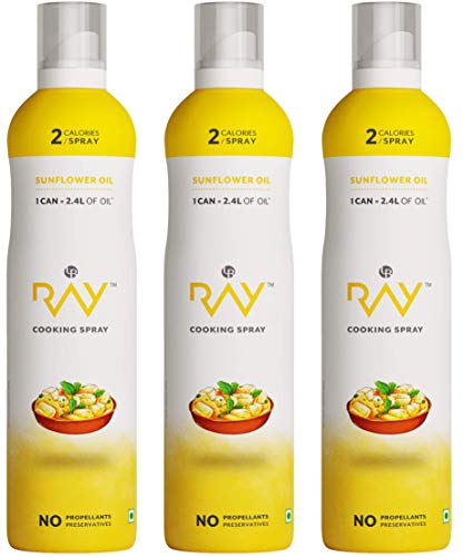 Image of LB RAY Cooking Spray Sunflower Oil - Low-Calorie, 100% Oil Spray, No Gases, Emulsifiers, and Water (200 ml, Pack of 3)