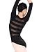 Adult 3/4 Sleeve Striped Back Leotard,N8678BLKM,Black,Medium