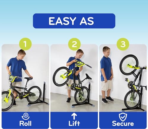 Image of Bike Nook Stand & Vertical Storage Rack - 4 Pack with connectors- The Original Vertical Bicycle Floor Stand for Garage Storage and Indoor and Outdoor use, No Drilling Required