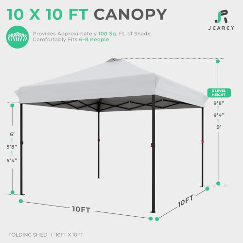 Image of JEAREY 10x10 Pop Up Canopy Tent, Easy Up Outdoor Market Canopy, Off-White
