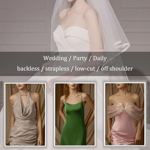 Image of MITALOO Adhesive Bra Invisible Sticky Strapless Push up Backless Reusable Silicone Covering Nipple Bras Cream