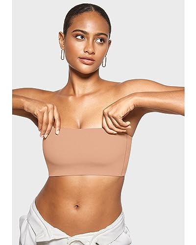 Image of INLYRIC Women's Inbarely Strapless Bandeau Bra Bralette Tube Top Seamless Comfortable Stretchy Non Padded Bras Tops