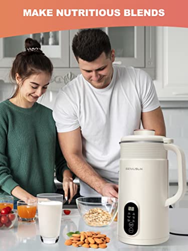 Geniuslix Automatic Nut Milk Maker Machine For Homemade, Plant-Based Milk With Auto Clean & Temperature Control Soy Milk Maker, Non-Dairy Beverages- Oat/Coconut/Cashew/ Almond Cow Milk Machine Maker With Nut Bag Strainer #TOP6