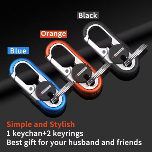 Image of Key Chains Men, 2024 Car Key Chain for Men, Anti-Loss Keychain with Double Keyrings, Quick Release Key Chain (2pcs,Blue+Orange)