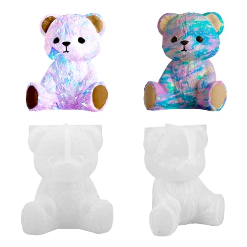 2 Pack Animal Silicone Molds, Bear Resin Molds with Realistic Snail Shapes, 3D Lifelike Candle Mold Fondant Chocolate Candy Candle Soap Molds Cake Home Decoration DIY Crafts (Bear)