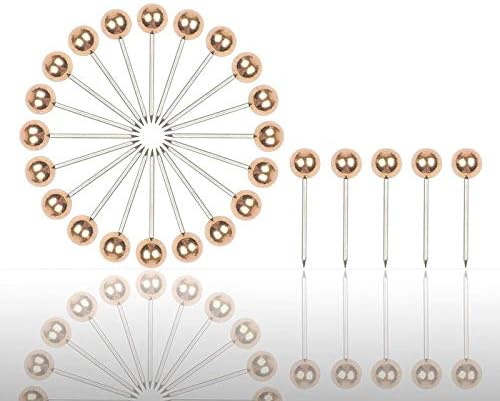 Grtard 1/8 Inch Push Pins Map Tacks Plastic Round Head Steel Point 200-Count Gold Colors