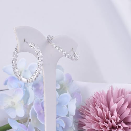 Sterling Silver Large Hoop Earrings for Women - Hypoallergenic Cubic Zirconia Loop Earrings for Ladies for Sensitive Ears Lightweight Fashion Huggie Earrings,30MM,for Her for Christmas Birthday Gifts4