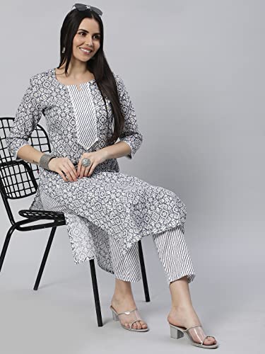 Image of ANNI Designer Women Cotton Blend Regular Kurta with Pant