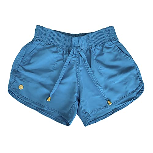 Short Infantil Tactel Feminino Liso Juvenil Moda Verão Praia TAMANHO:GG;COR:AZUL CLARO;Genero:Menina