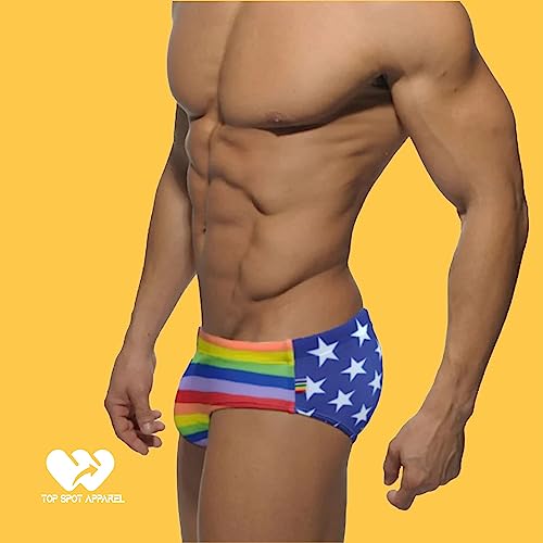 Men's Low Rise Swim Briefs, Classic USA/Rainbow Flag2