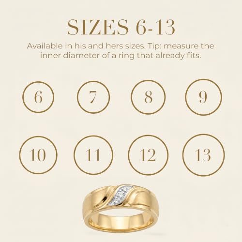 Image of Rylos His /Hers Couples Wedding Bands with Diamonds, Sterling Silver or Yellow Gold Plated, Comfortable Fit, Sizes 6-13, Elegant Couple Rings Symbolizing Commitment