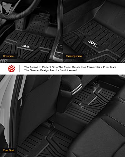 3W Floor Mats Compatible For Honda Civic 2022 2023 Tpe All Weather Custom Fit Floor Liner 1St And 2Nd Row Full Set Car Mats, Black #TOP2