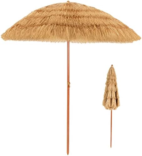 KOMFOTTEU Parasol strand 200 cm, tuinscherm, zonwering UV50 , strandparaplu, knikbaar en in hoogte verstelbaar, balkonscherm met kleine tafel, terrasparasol, outdoor, voor camping, gekleurd, Groß