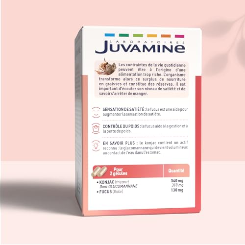 JUVAMINE - Expert Satiété 2-en-1 - Contrôle du poids - Sensation de satiété - Konjac - Fucus - Programme 30 jours - 60 gélules - 2 gélules par jour - Fabriqué en France – Image 3