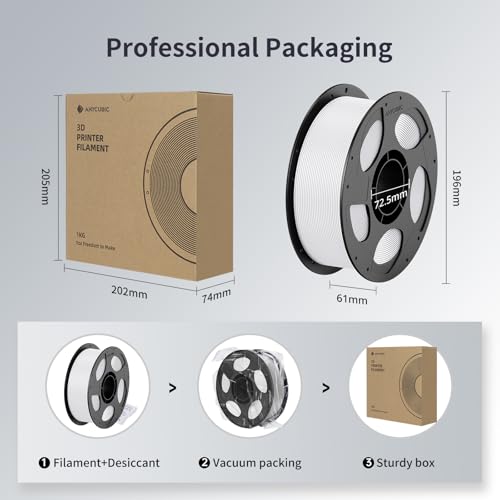 Image of ANYCUBIC 3D Printer Filament PLA Bundle, PLA Filament 1.75mm Dimensional Accuracy + /- 0.02mm, 1KG Reusable Spool, 2KG White