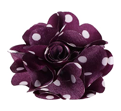 Vittorio Vico Mens Polka Dot Flower Lapel Pin - Handmade Flower Lapel Pins for Men Suits - Elegant Tuxedo Accessories - Unique Gifts for Him, Husband, Father, Groom (One Size, Purple/White)