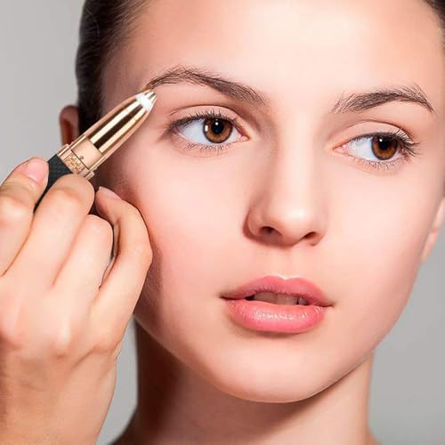 Image of Eyebrow Trimmer for Women || Epilator 2-in-1 || Face Trimmer For Women Facial Hair, Upper Lips, Nose, Ear, Portable & Rechargable - With Ring Light - BLACK