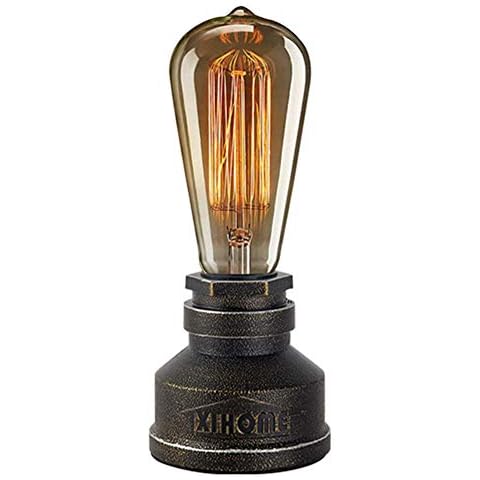 XIHOME Vintage American Village Type Desk Light Creative Table Lamp Alloy Metal Water Pipe Table Night Lights,Rustic Loft Industrial Steampunk Retro Base E27 Holder Fitting Lighting Fixture LED Edison Cover