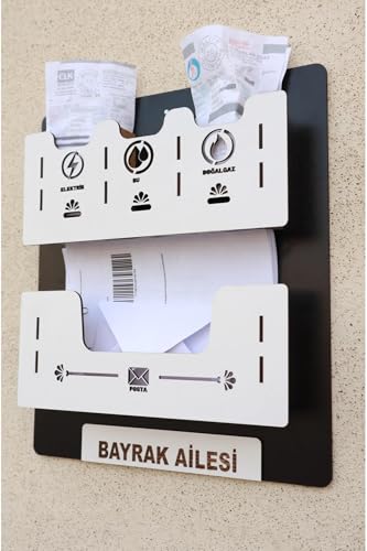 Ahşap apartman ortak fatura ve posta kutusu, siyah beyaz, 8692016072564