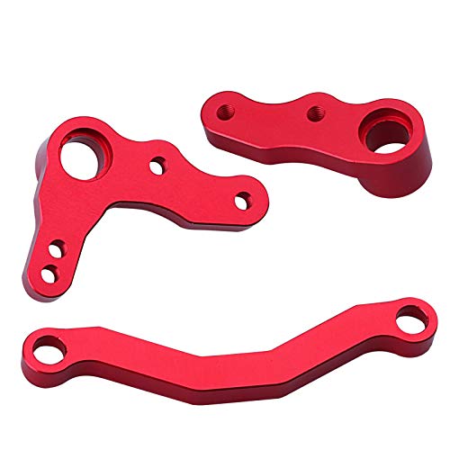 Hobbypark Aluminum Steering Assembly for 1/10 Redcat Blackout XTE Upgrades Parts, fit XBE SC Pro, Replace BS213-014 (Red)