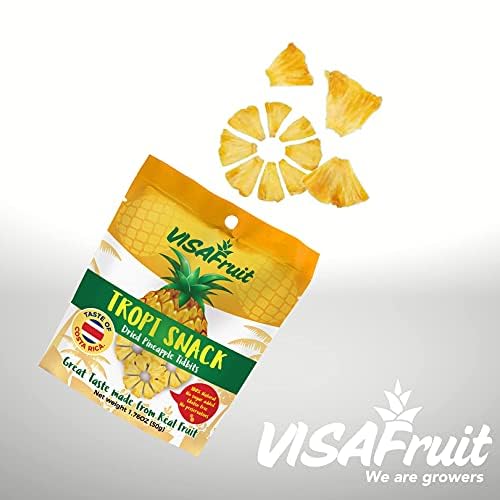 Miniatura 5 de TropiSnack Simply Natural Dry Pineapple Tidbits sin azúcar añadido, sin gluten, sin grasa, vegano, kosher, paquete de 4 unidades de 1.76 onzas cada