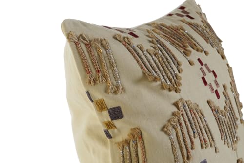 Housse de coussin en coton 50x50 cm lavable et résistante couleur beige sable - 7