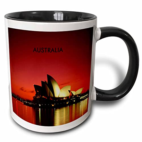 3dRose Night Time Picture Of Sydney Opera House Australia 11oz Two-Tone Black Mug