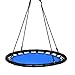 COSTWAY Columpio Nido de Ø100cm Columpio Redondo 100-160cm Cuerda Ajustable Carga hasta 150kg para Interior y Exterior Jardín Parque (Azul)