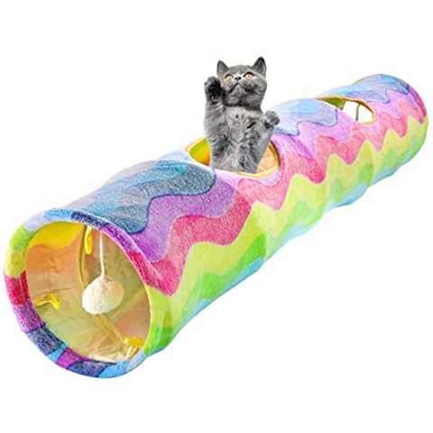 VICTORIE Katzentunnel Hundetunnel Katzenspielzeug zusammenklappbar Interaktiver Spielzeug Spiel Tunnel Cover